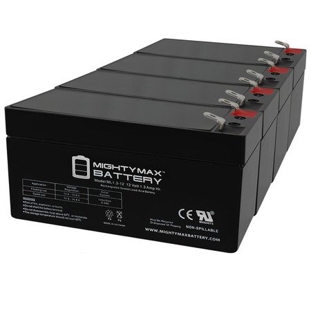 Mighty Max Battery 12V 1.3Ah SLA Battery Replaces Revco Scientific Freezer - 4 Pack ML1.3-12MP43226